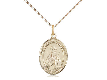 14kt Gold Filled St Basil the Great Patron Saint Medal Necklace 3/4 inch by 1/2 inch with 18 inch Chain by Bliss