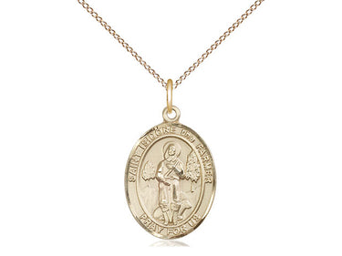 14kt gold filled St. Isidore the Farmer patron saint medal necklace 3/4 x 1/2 inches on 18 inch chain by Bliss