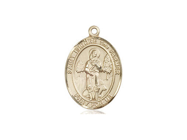 14kt Solid Gold St. Isidore the Farmer Medal Pendant 3/4 inch by 1/2 inch Medium Size Handcrafted USA Bliss