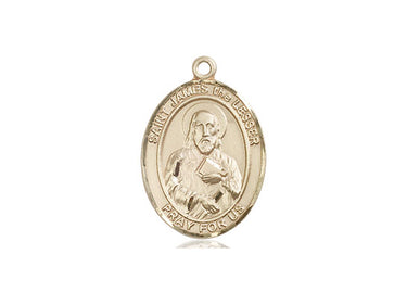 14kt Solid Gold St. James the Lesser Patron Saint Medal Pendant 3/4 x 1/2 inches by Bliss Manufacturing USA