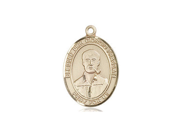 14kt Solid Gold Blessed Pier Giorgio Frassati Medal Pendant 3/4 x 1/2 inches by Bliss