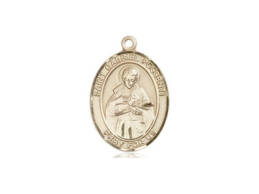 14kt Solid Gold St. Gabriel Possenti Catholic medal pendant 3/4 inch by 1/2 inch handmade by Bliss