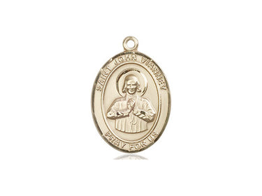 14kt Solid Gold St. John Vianney Patron Saint Medal Pendant 3/4 x 1/2 inches by Bliss