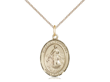 14kt Gold Filled Blessed Karolina Kozkowna Medal Necklace 3/4 inch by Bliss Manufacturing