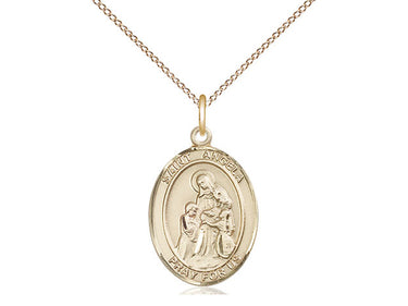 Gold Filled St. Angela Merici Catholic patron saint medal necklace with 18 inch chain by Bliss Manufacturing