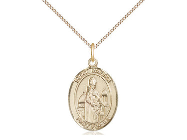 14kt Gold Filled St. Walter of Pontoise patron saint medal necklace with 18 inch chain, 3/4 x 1/2 inch pendant, handcrafted by Bliss USA