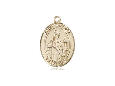 14kt Solid Gold St. Walter of Pontoise patron saint medal pendant, 3/4 x 1/2 inch, handcrafted heirloom quality by Bliss Manufacturing USA