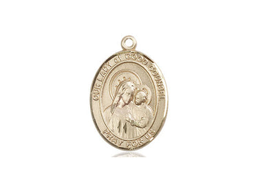 14kt Solid Gold Our Lady of Good Counsel Medal Pendant 3/4 x 1/2 inch by Bliss Manufacturing