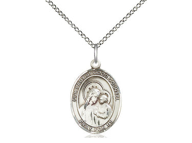 Sterling Silver Our Lady of Good Counsel Medal Necklace 3/4 x 1/2 inch with 18 inch Chain by Bliss