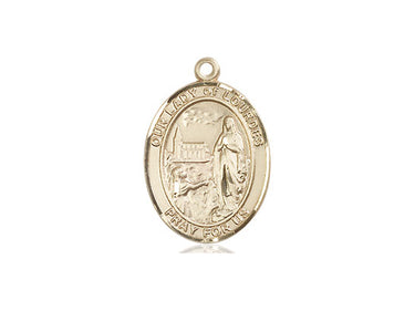 14kt Solid Gold Our Lady of Lourdes Medal Pendant 3/4 inch x 1/2 inch by Bliss