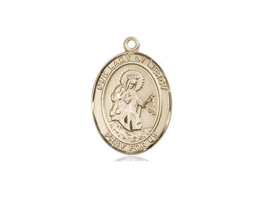 14kt Solid Gold Our Lady of Mercy Medal Pendant 3/4x1/2 inch by Bliss