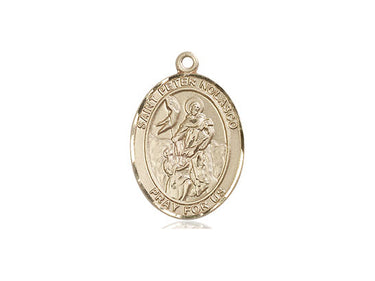 14kt Solid Gold St. Peter Nolasco Medal Pendant 3/4 x 1/2 inches by Bliss