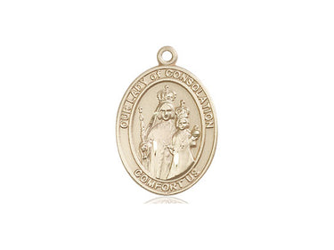 14kt Solid Gold Our Lady of Consolation Medal Pendant 3/4 inch by Bliss Manufacturing