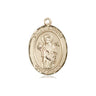 14kt Solid Gold St. Aedan of Ferns Patron Saint Medal Pendant - 3/4 x 1/2 inch - Bliss USA