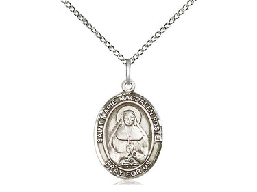 Sterling Silver St. Marie Magdalen Postel Medal Necklace 3/4 x 1/2 inch with 18 inch Chain by Bliss