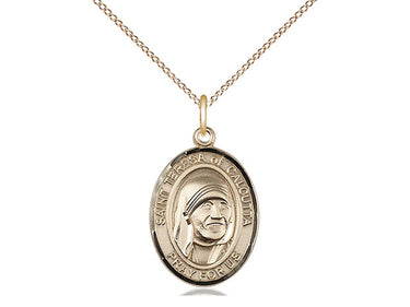 Gold Filled Blessed Teresa of Calcutta patron saint medal necklace 3/4 inch by 1/2 inch with 18 inch chain by Bliss