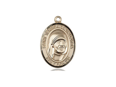 14kt Solid Gold Blessed Teresa of Calcutta patron saint medal pendant 3/4 inch by 1/2 inch by Bliss