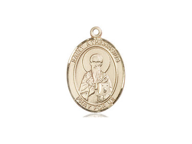 14kt solid gold St. Athanasius patron saint medal pendant 3/4 inch by Bliss Manufacturing