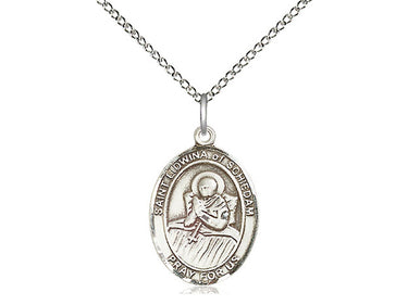 Sterling Silver St. Lidwina of Schiedam medium patron saint medal necklace 3/4 x 1/2 inch on 18 inch chain by Bliss
