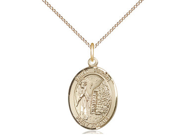 14kt Gold Filled St. Fiacre Patron Saint Medal Necklace 3/4 x 1/2 inch with 18 inch chain by Bliss