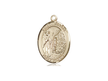 14kt Solid Gold St. Fiacre Patron Saint Medal Pendant 3/4 inch by 1/2 inch handcrafted by Bliss Manufacturing USA