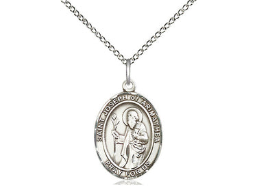 Sterling Silver St. Joseph of Arimathea patron saint medal necklace 3/4 inch by 1/2 inch with 18 inch chain made by Bliss