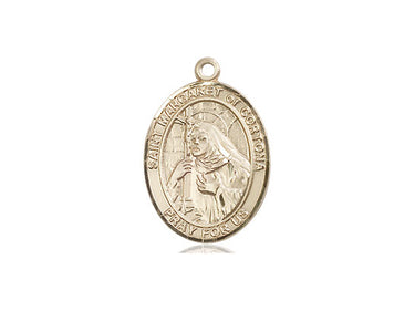 14kt Solid Gold St. Margaret of Cortona Patron Saint Medal Pendant 3/4 x 1/2 inch by Bliss Manufacturing
