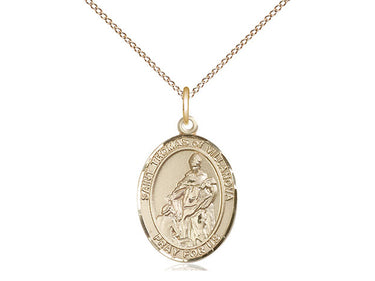 Gold Filled St. Thomas of Villanova patron saint medal necklace 3/4 inch by 1/2 inch with 18 inch chain by Bliss