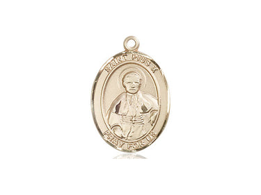 14kt Solid Gold St. Pius X Patron Saint Medal Pendant 3/4 inch by 1/2 inch handcrafted by Bliss Manufacturing