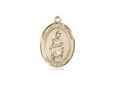 14kt Solid Gold Our Lady of Victory Medal Pendant 3/4 inch by 1/2 inch handmade by Bliss