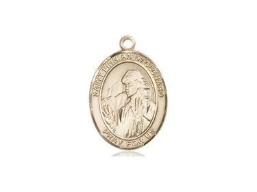 14kt Solid Gold St. Finnian of Clonard Patron Saint Medal Pendant 3/4 inch by 1/2 inch handcrafted by Bliss USA