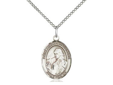Sterling Silver St. Finnian of Clonard patron saint medal necklace with 18 inch chain by Bliss