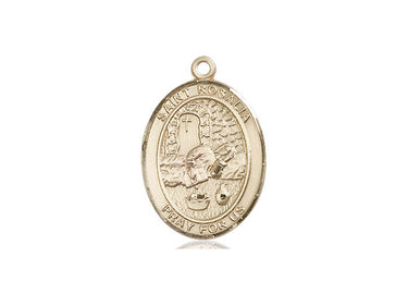 14kt Solid Gold St. Rosalia Patron Saint Medal Pendant 3/4 x 1/2 inch by Bliss Manufacturing