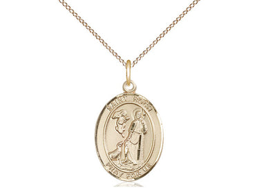 Gold Filled St. Roch Patron Saint Medal Necklace 3/4 x 1/2 inch with 18 inch Chain by Bliss Manufacturing