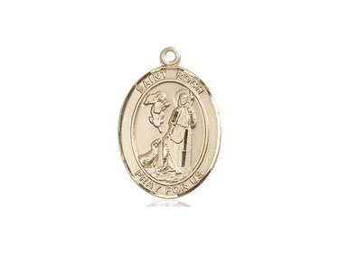 14kt Solid Gold St. Roch Patron Saint Medal Pendant 3/4 x 1/2 inch by Bliss Manufacturing