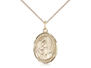 Gold Filled St. Elizabeth of the Visitation Catholic patron saint medal necklace 3/4 x 1/2 inch with 18 inch chain by Bliss