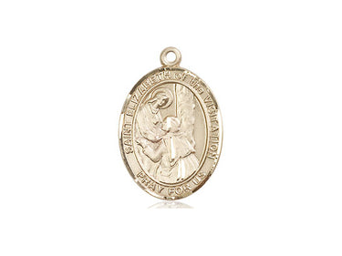 14kt Solid Gold St. Elizabeth of the Visitation Catholic Medal Pendant 3/4 x 1/2 inches by Bliss