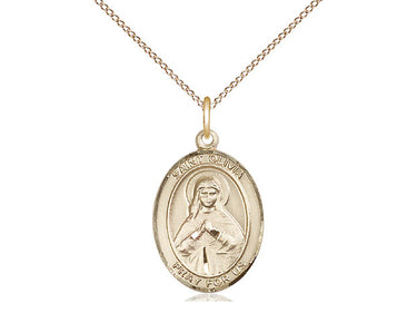 14kt Gold Filled St. Olivia Patron Saint Medal Necklace 3/4 inch by 1/2 inch with 18 inch Chain by Bliss