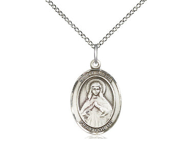 Sterling Silver St. Olivia patron saint medal necklace 3/4 x 1/2 inches with 18 inch chain by Bliss