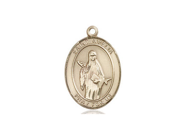 14kt solid gold St. Amelia patron saint medal pendant 3/4 inch by Bliss Manufacturing
