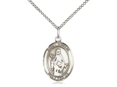 Sterling Silver St. Amelia Patron Saint Medal Necklace 3/4 x 1/2 inch on 18 inch chain by Bliss