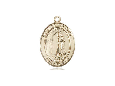 14kt solid gold St. Zoe of Rome medal pendant, 3/4 x 1/2 inch, handcrafted in USA by Bliss Manufacturing