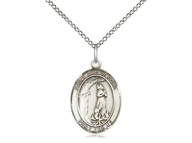 Sterling Silver St. Zoe of Rome Patron Saint Medal Necklace 3/4 x 1/2 inches with 18 inch chain by Bliss