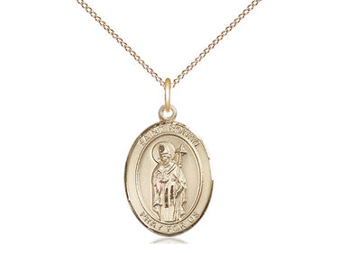 14kt Gold Filled St. Ronan Catholic patron saint medal necklace 3/4 inch pendant 18 inch chain Bliss