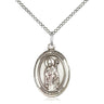 Sterling Silver St. Ronan Patron Saint Medal Necklace 3/4 x 1/2 inch with 18 inch Chain by Bliss