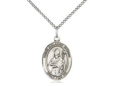 Sterling silver St. Malachy O'More patron saint medal necklace with 18 inch chain by Bliss Manufacturing
