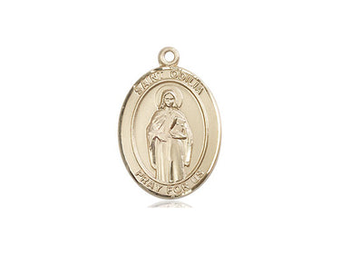 14kt Solid Gold St. Odilia patron saint medal pendant 3/4 x 1/2 inches handcrafted by Bliss Manufacturing