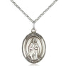 Sterling Silver St. Odilia patron saint medal necklace 3/4 x 1/2 inches with 18 inch chain by Bliss