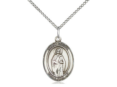 Sterling Silver St. Odilia patron saint medal necklace 3/4 x 1/2 inches with 18 inch chain by Bliss
