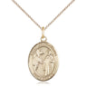 14kt gold filled St. Columbanus patron saint medal necklace, 3/4 by 1/2 inch medal on 18 inch chain, handcrafted in USA by Bliss Manufacturing
